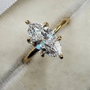2.5 CT Marquise Cut Colorless Moissanite Ring, Solitaire Hidden Halo Engagement Ring, Wedding Ring, Promise Ring for Women, Gift for Her