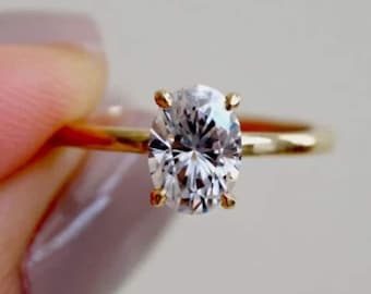 Anillo de compromiso ovalado, anillo de viaje de oro y plata, anillo de compromiso de boda, anillo de diamantes simulados, anillo clásico de diamantes solitarios, anillo de uso diario