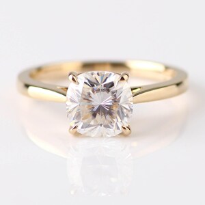 Cushion Cut Lab Grown Diamond Engagement Ring, 1.5 Carat Lab Created Ring, Wedding Ring, Anniversary Gift, Solitaire Diamond Ring for her