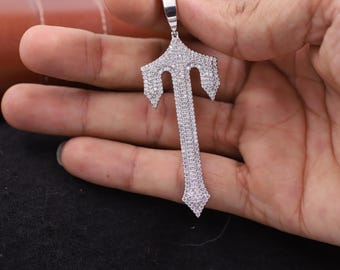 Men's Women's Iced Out Moissanite Diamond Gothic Cross Pendants for Men or Women, 925 Sterling Silver, Jesus, Crucifix, Hip Hop Rapper