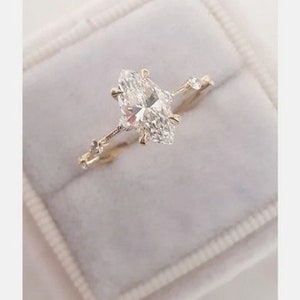 1.5 CT Marquise Cut Art Deco Engagement Ring, Moissanite Marquise Promise Ring, Marquise Shaped Diamond Solitaire Ring, 14K Solid Gold Ring