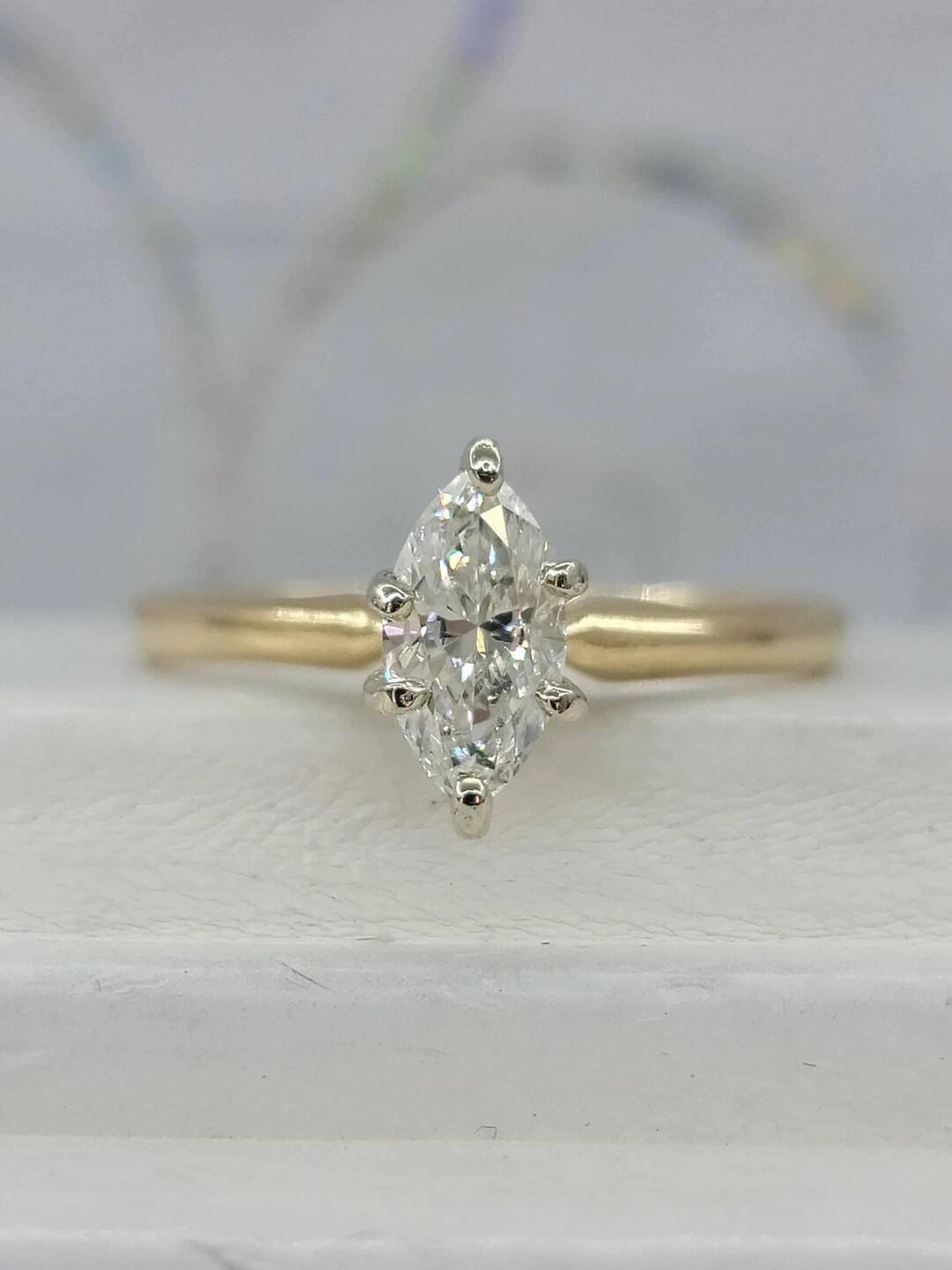 CVD Diamond Solitaire Ring, Marquise Cut Lab Grown Diamond Ring ...