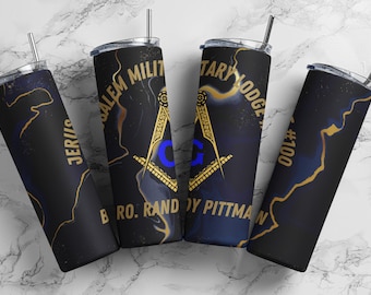 Mason Square and Compass Tumbler Personalized with Lodge and Name