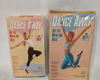 Lote de 2 cintas VHS Esquire vintage "Dance Away Get Fit with the Hits" de los años 50 y 60.