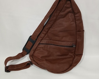 Ameribag 17" Unisex Bolso bandolera de cuero marrón Mochila saludable estilo vintage