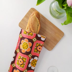 Lined cotton bread bag, baguette bag, bread storage bag