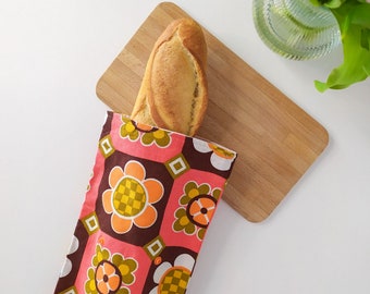 Lined cotton bread bag, baguette bag, bread storage bag