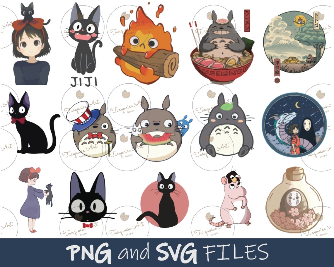 Studio Ghibli SVG and PNG Bundle Totoro Svg Kikis Delivery - Etsy