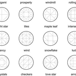 May include: A selection of laser cut files from Atacan Design Store. The image displays 40 circular designs with geometric patterns, each labelled with a descriptive name. File formats include SVG, AI, CDR, DXF, and PDF.