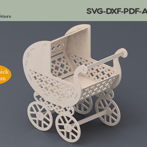 Baby Stroller Laser Cut Design / Wooden Pram Laser Files / Baby Buggy