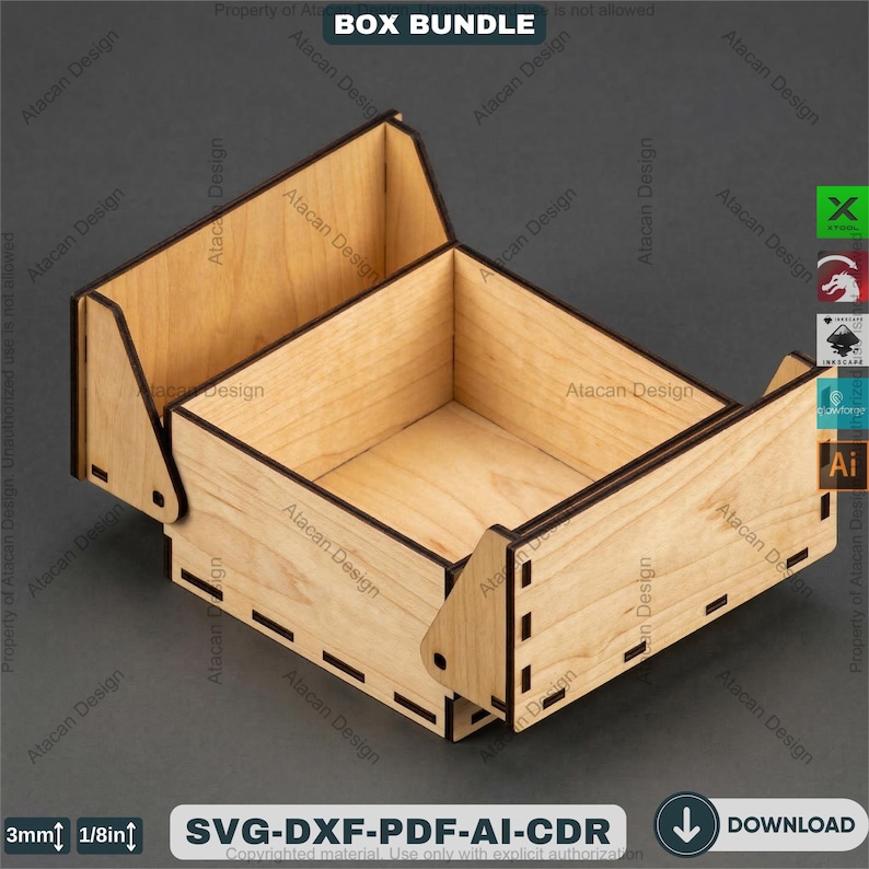 Laser Cut Wooden Storage Box Bundle Pattern Hinged Lid Keepsake ...