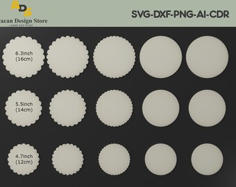 Jakobsmuschel Kreis SVG / Jakobsmuschel Form digitaler Download / Scalloped Rounds / Jakobsmuschel Vorlagen 266