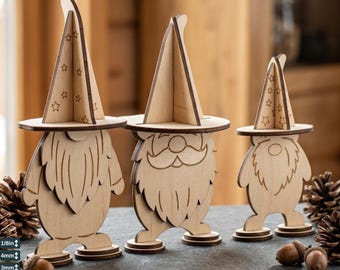 Standing Christmas Gnome Laser Cut Templates - Dnomes DIY Wood Decor 986