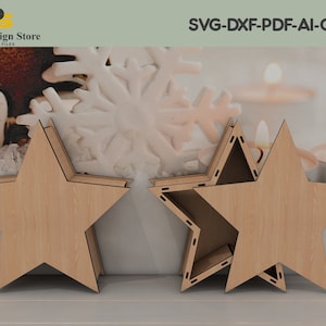 Archivos de corte láser de Star Box / Glowforge SVG / Archivos de Laser Box ADS199