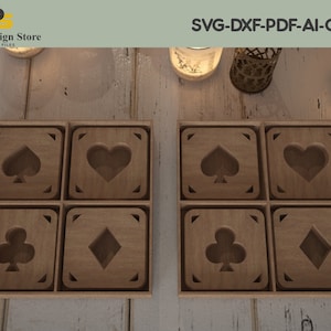Posavasos elegantes: juego de naipes cortados con láser con caja para la decoración del bar del hogar 205