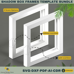 3D Shadow Box Frame Templates | 8 Size SVG Bundle for Cricut, Pdf, DXF ...