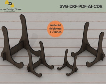 Pantalla de caballete svg DXF Soporte de placa Archivos cortados por láser / Archivos SVG de soporte de caballete / Caballetes de corte láser ADS079