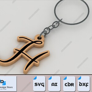 Alphabet Keychain Bundle - A to Z Letters for Laser Cut Jewelry and Accessories 508 image 9