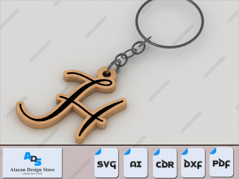 Alphabet Keychain Bundle - A to Z Letters for Laser Cut Jewelry and Accessories 508 image 9