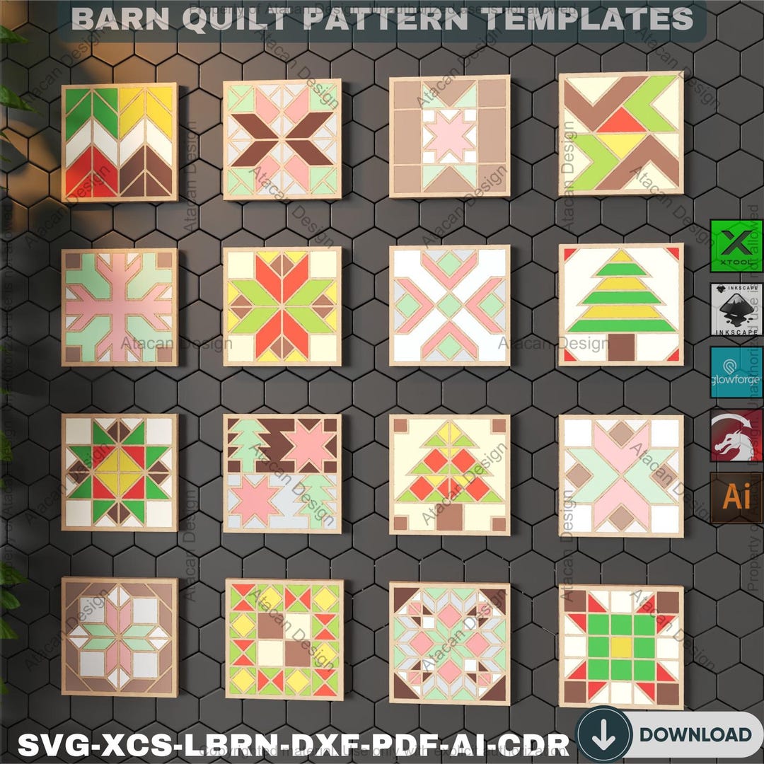 Barn Quilt SVG Bundle, Laser Cut Farmhouse Decor Files, Rustic ...
