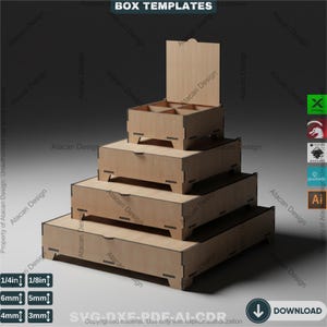 16 Sizes Box Set with Flip Lid and Compartments - Divided Boxes for Storage Organizer