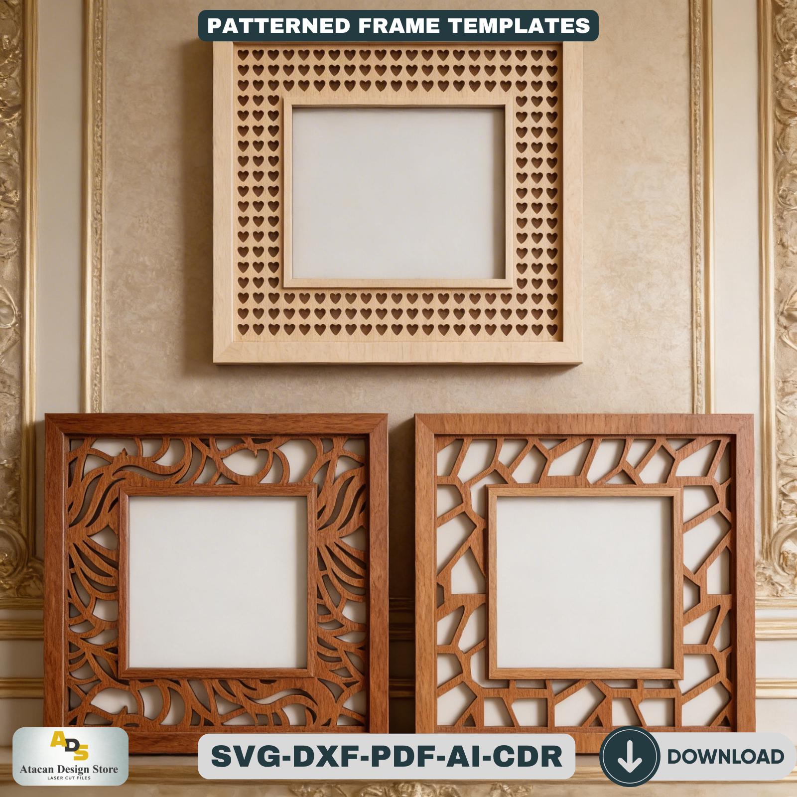 Wood Frame Design Pattern Floral Patterned Wood Photo Frame Designs - Rattan Cane Frame Laser Cut ...