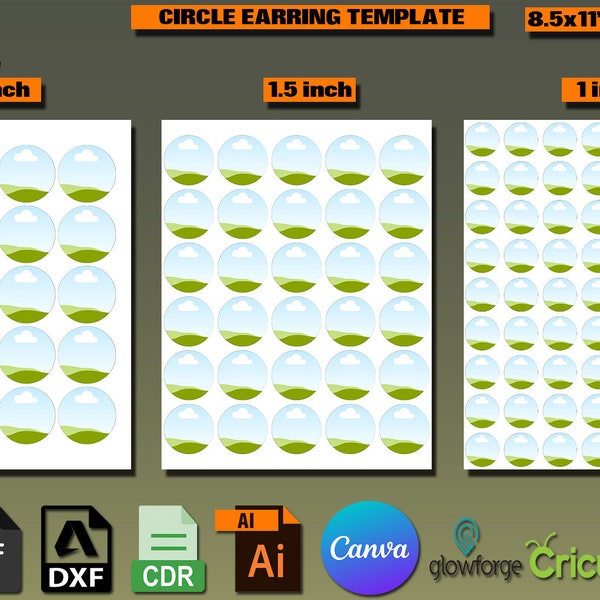 Circle Earring Template Bundle / Earring Template / Round Earring / Earrings Laser Cut / Circle blank template SVG DXF Ai CDR 321