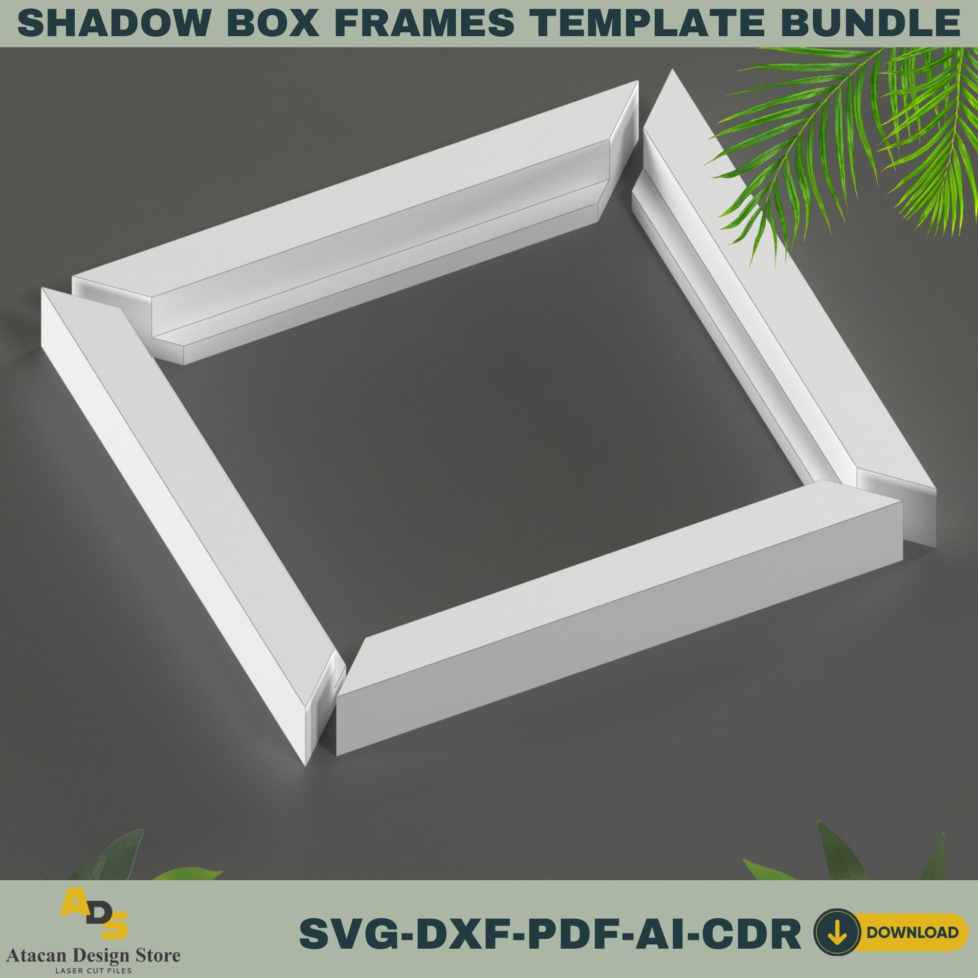 3D Shadow Box Frame Templates | 8 Size SVG Bundle for Cricut, Pdf, DXF ...