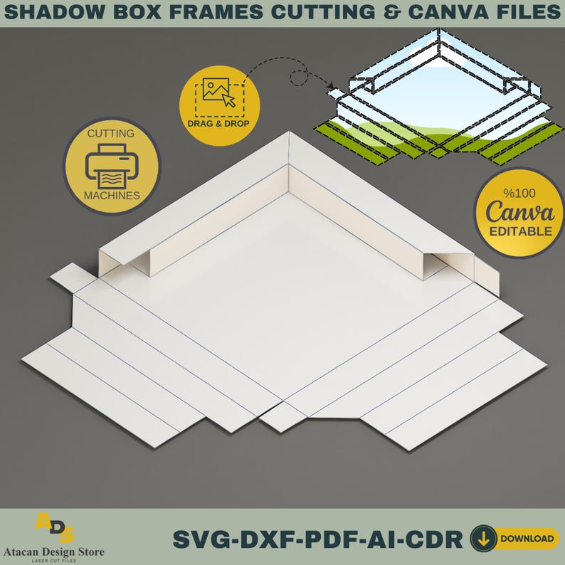 Shadow Box Frame SVG Templates | 3D Paper Craft | Cricut & Silhouette ...