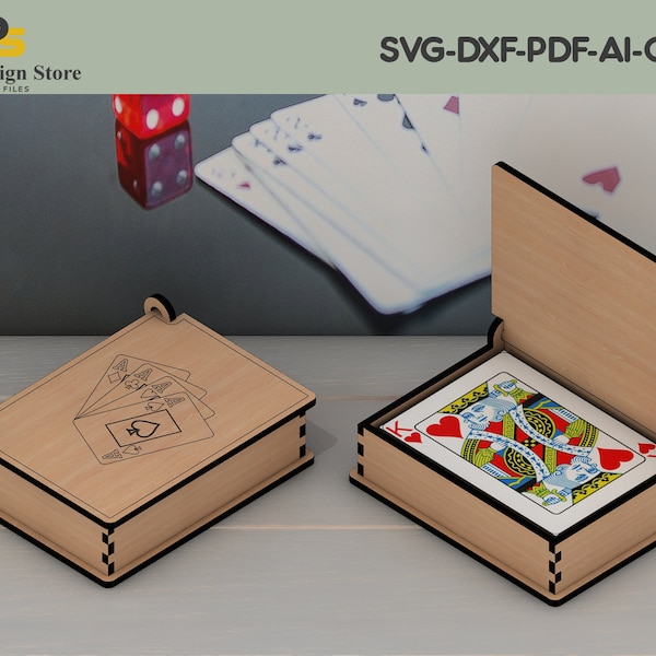 Wooden Playing Card Box / Laser Cut Box With Lid / Laser Vector Files ADS195