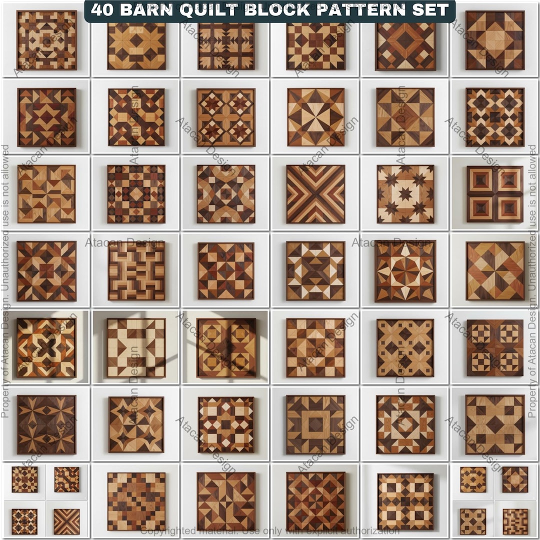 40 Barn Quilt Pattern Bundle Laser Cutting | Farmhouse Quilt Block Set ...