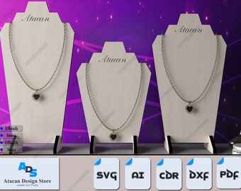 Wood Necklace Display Stand / Jewelry Bracelet Stand / Laser Machine Files SVG DXF CDR Ai 496