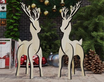 File di taglio SVG per puzzle di renne 3D / Design fai da te per il taglio laser di cervi per Natale 426