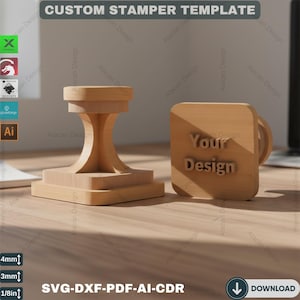 Plan de mango de sello personalizado / Personalice su sello / Sellos de madera cortados con láser 428