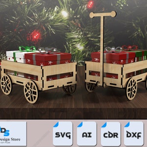 DIY 木製馬車ギフトボックス - 完璧なクリスマスディスプレイスタンド - 木製牛車キャンディディスプレイ 554