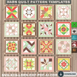 Barn Quilt Pattern Bundle for Laser Cutting, DIY Wood Quilt Block Files for Glowforge & Xtool, Farmhouse Wall Art Decor Template 893