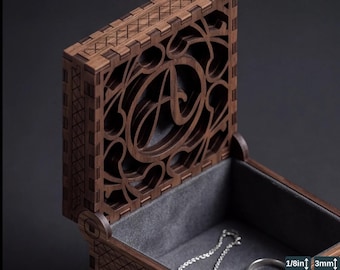 Personalized Monogram Letters Laser Cut Box Engravable Wooden Jewelry Case,Decorative Jewelry Storage 826