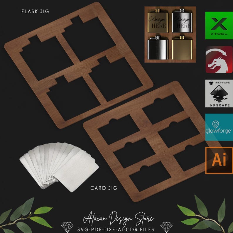 Laser Engraving Flask & Card Jig Template Perfect for Xtool