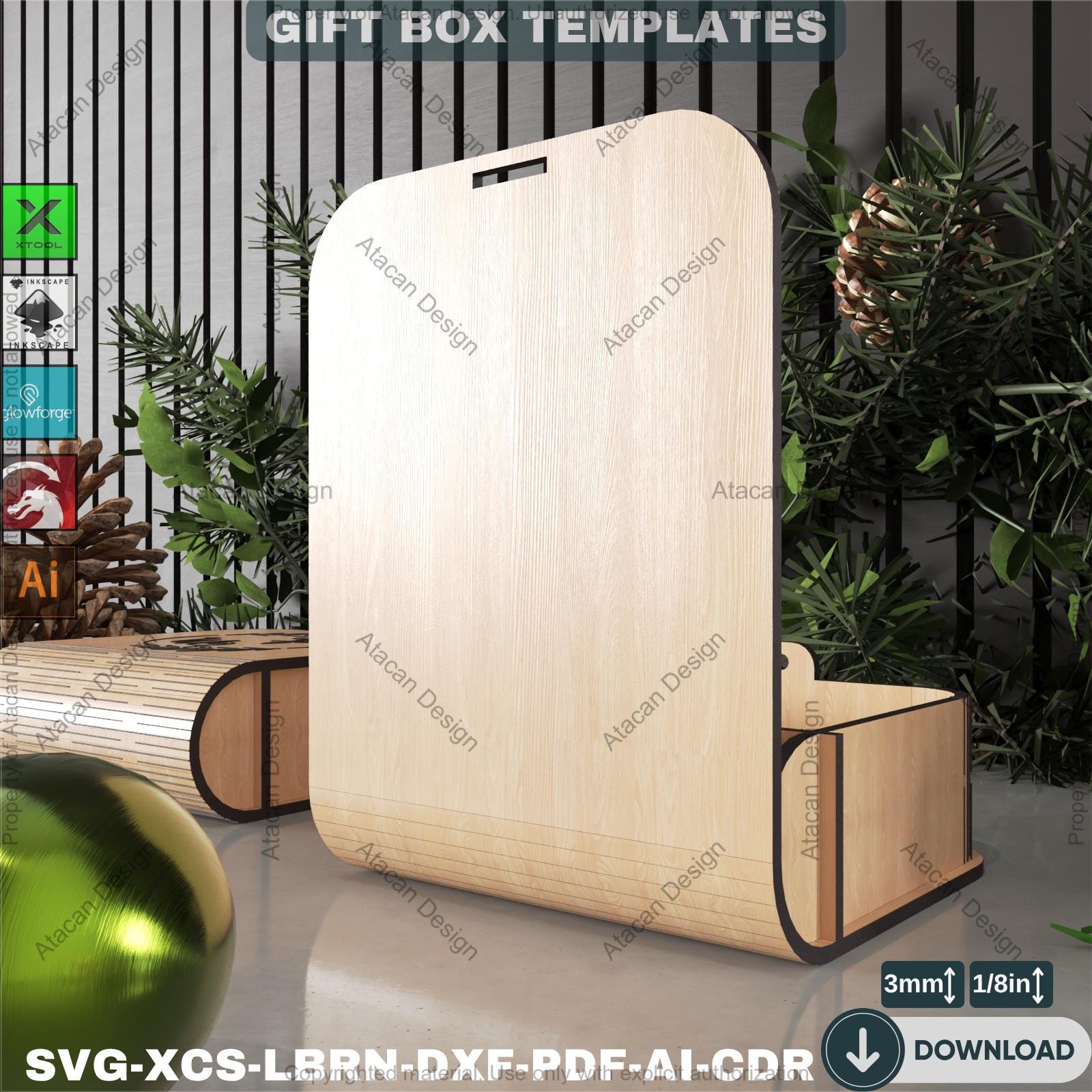 Laser Cut Living Hinge Box SVG, Engravable Keepsake Gift Box File for ...