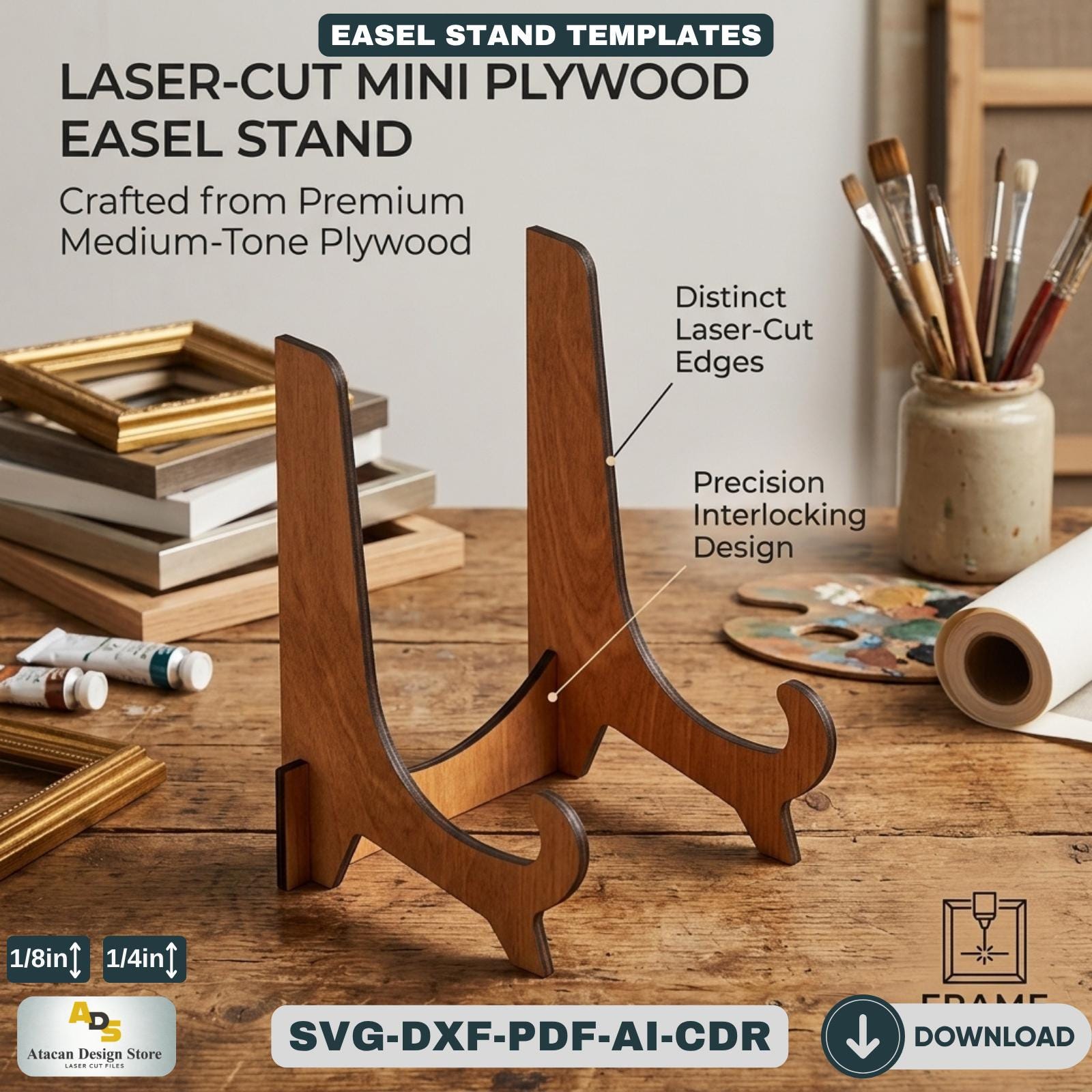 Easel Stand SVG Laser Cut File for Art Display Desktop Mini Easel