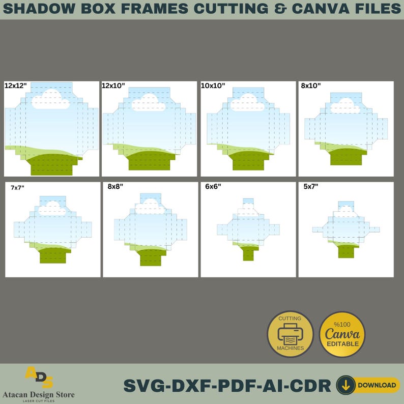 Shadow Box Frame SVG-sjablonen | 3D-papiermodellen | Cricut & silhouet | Bewerkbaar canvas | pdf, DXF, ai, CDR-snijbestanden 767 afbeelding 3
