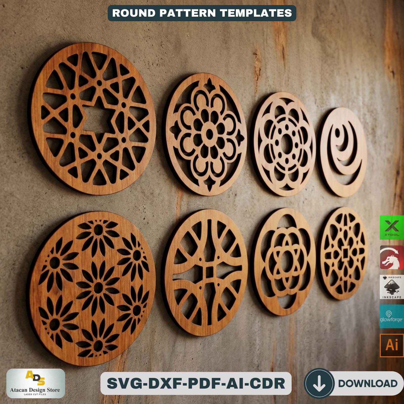 Simple Clean Round Geometric Pattern 40pcs Round Geometric Pattern Bundle / Laser Cut Coaster Patterns / DIY ...