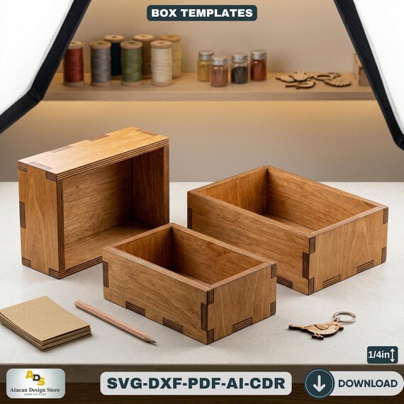 Oniissy 1Pcs/1set Scatola in Legno per Matrimonio, Scatola in Legno Liscia, Scatola di Legno Quadrata con Cerniera per Artigianato, Per Personalizzare con Pittura, Decoupage, Pirografia (S+M+L