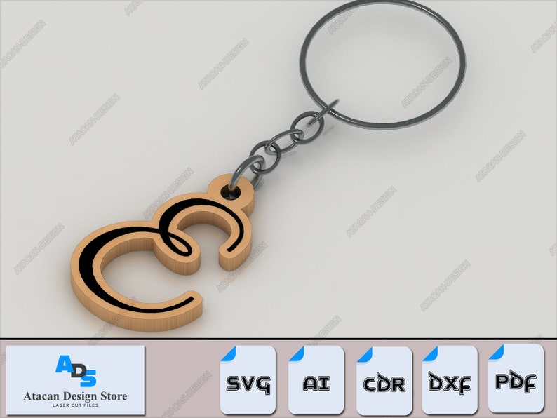 Alphabet Keychain Bundle - A to Z Letters for Laser Cut Jewelry and Accessories 508 image 6