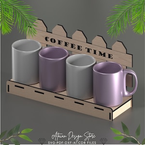 Coffee Mug Display Stand SVG | Laser Cut Design for Kitchen Decor 679
