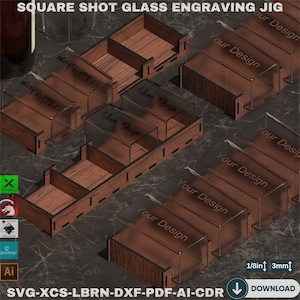 Square Shot Glass Engraving Jig | Laser Jig for xTool & Fiber Lasers | 3D-Printed Jig | Easy Alignment 858