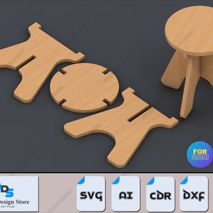 Archivos cortados con láser para taburetes de bricolaje: perfectos para crear sillas de madera personalizadas con máquinas láser 476