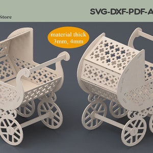Design de corte a laser para carrinho de bebê/arquivos a laser para carrinho de bebê/planos de corte Glowforge para carrinho de bebê ADS124