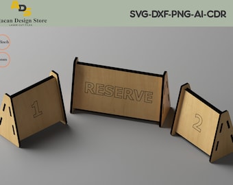 Reserved Table Sign & Menu Holder - Wooden Table Number Signs for Events 227