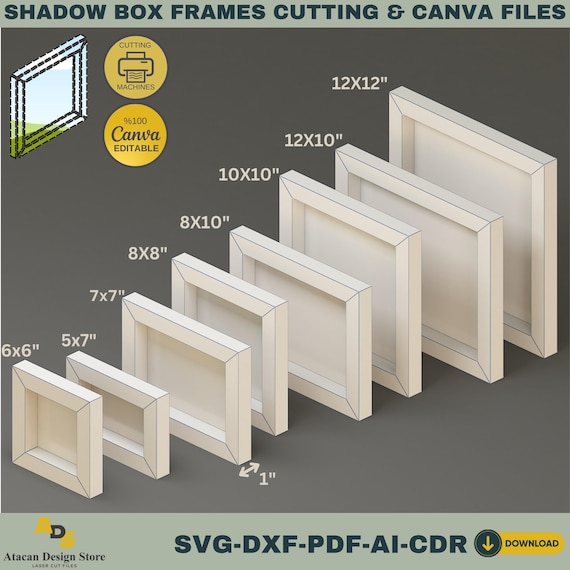 Shadow Box Frame SVG Templates | 3D Paper Craft | Cricut & Silhouette | Canva Editable | pdf, DXF, ai, CDR Cutting Files 767